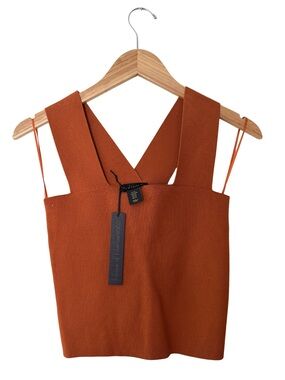 House of Harlow 1960 Mob Wife Rust Bandage Knit Crop Top - XSmall